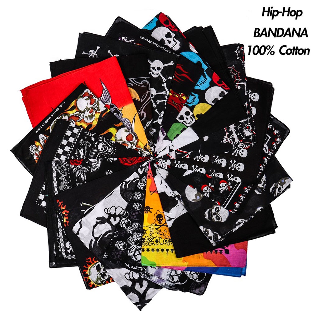 Bandana Khăn Vuông 100% cotton 55cm * 55cm In Họa Tiết Phong Cách hip hop Thời Trang Cho Nam Nữ