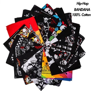  Bandana Khăn Vuông 100% cotton 55cm * 55cm In Họa Tiết Phong Cách hip hop Thời Trang Cho Nam Nữ 