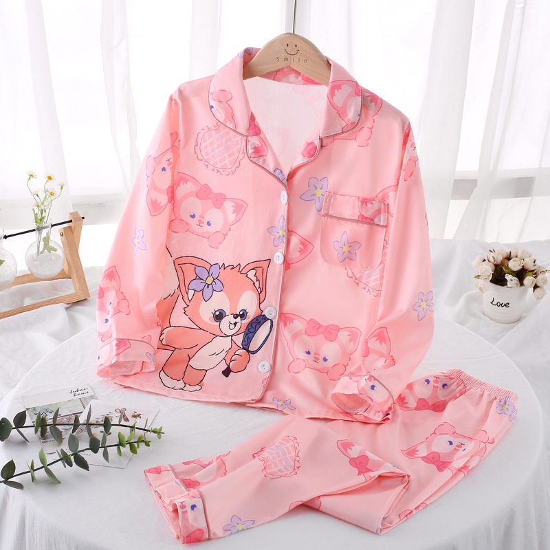 Bộ Đồ Ngủ 2 Món Áo Tay Dài + Quần Dài In Hoạt Hình Hello Kitty Dễ Thương Cho Bé Gái