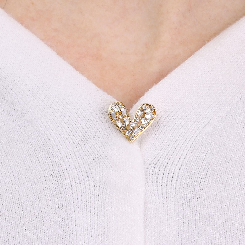 Ghim Cài Áo Mini Hình Trái Tim Đính Đá Pha Lê Thanh Lịch Thời Trang