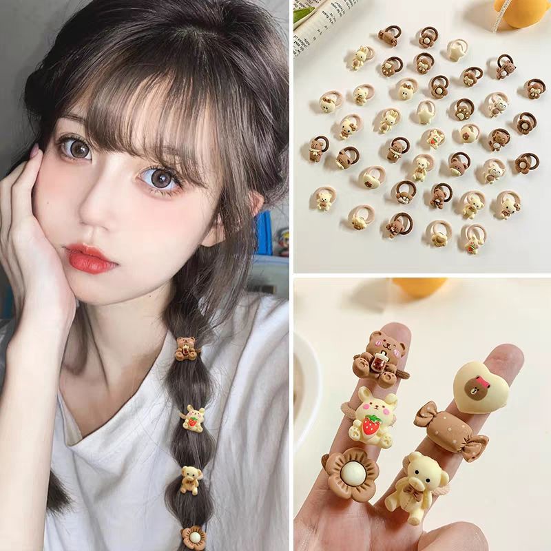 Set 40 Dây Buộc Tóc Bằng Da Không Làm Tổn Thương Tóc Cho Bé Gái