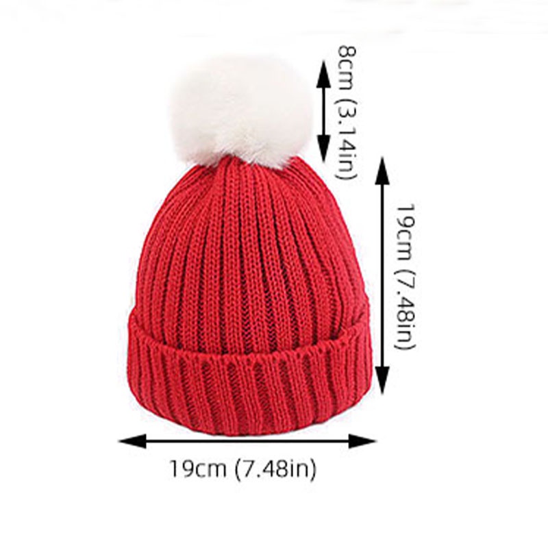 Mũ beanie Trùm Đầu Màu Trơn Đính Quả Bông Dễ Thương Cho Bé
