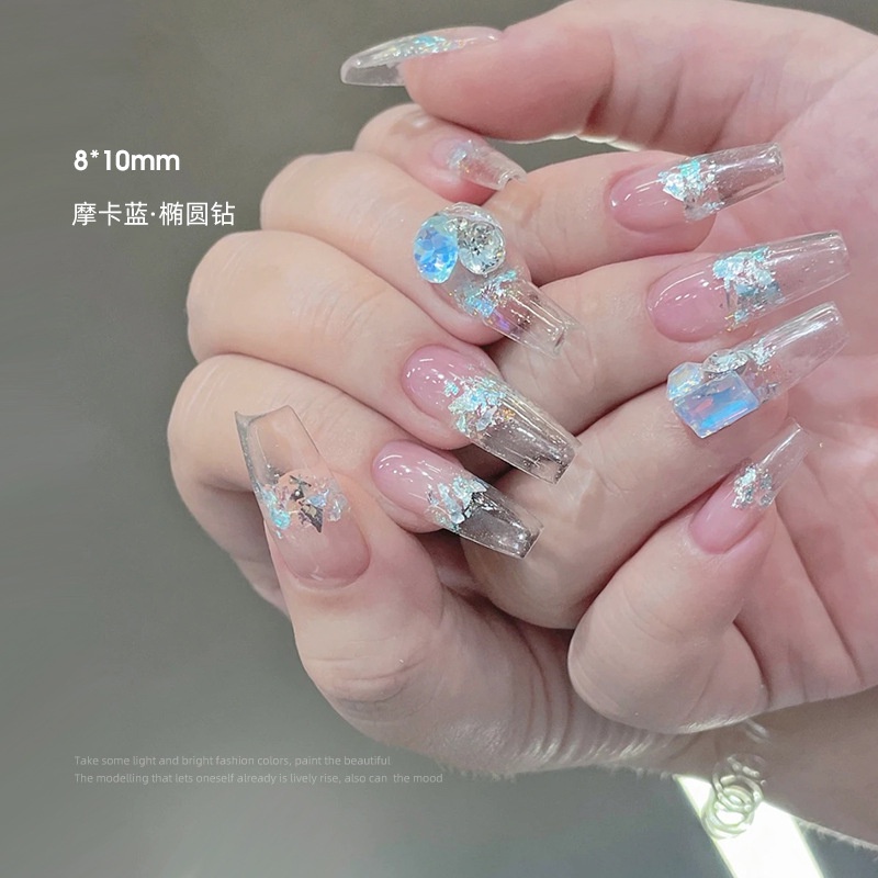 Phụ Kiện Đá Mocha Hình Bướm / Trái Tim / Kim Cương Lấp Lánh Ánh Trăng / Xanh Lam / Trắng