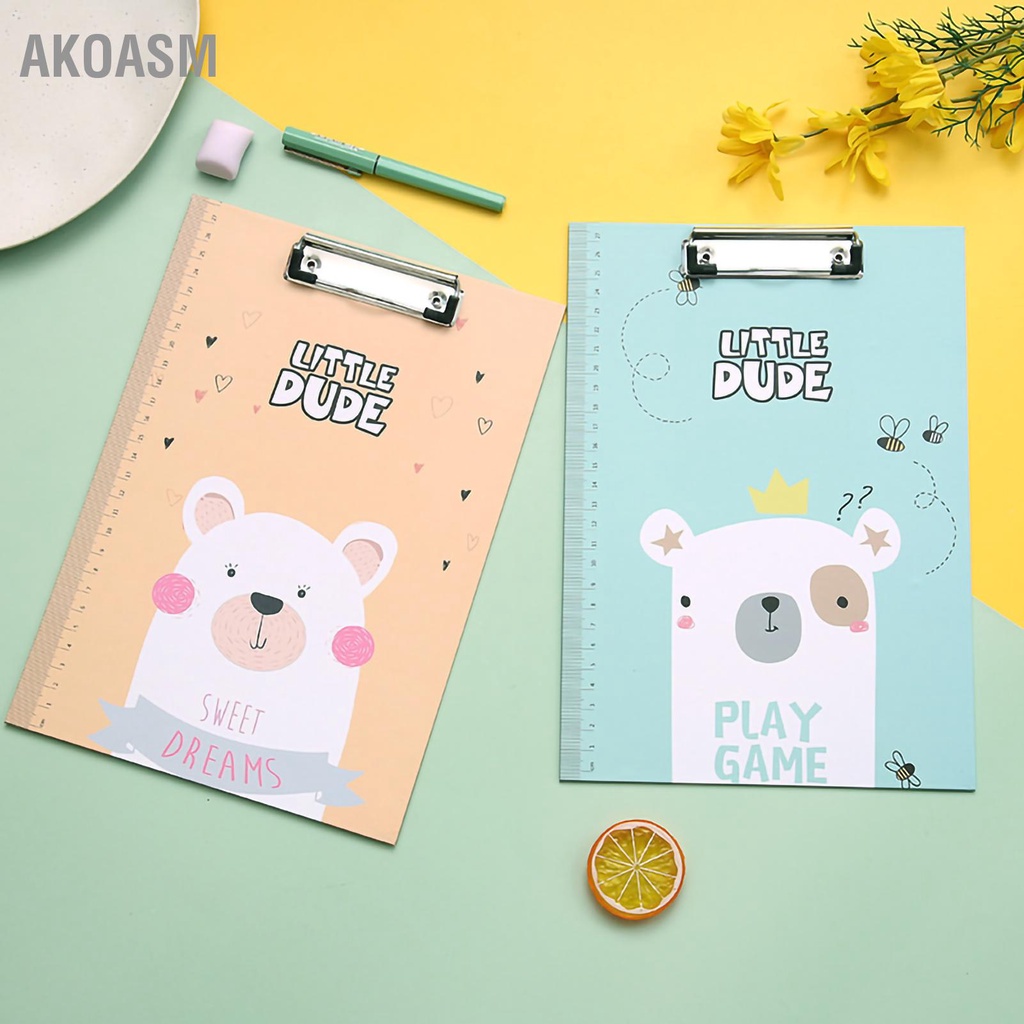 AKOASM Bảng tạm thư mục Mẫu hoạt hình dễ thương An toàn Không mùi A4 Thư Kẹp bảng Đồ dùng học tập văn phòng