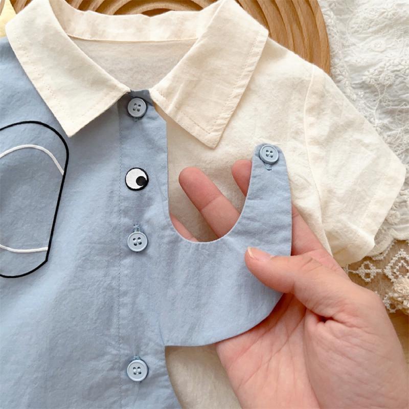 Áo Liền Quần Tay Ngắn Thoáng Khí In Hình Chú Voi Dễ Thương Thời Trang Mùa Hè Cho Bé Trai