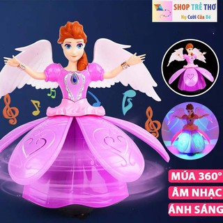 Đồ Chơi Công Chúa Elsa Chạy Pin Quay 360 Độ Xòe Váy Có Đèn Và Nhạc