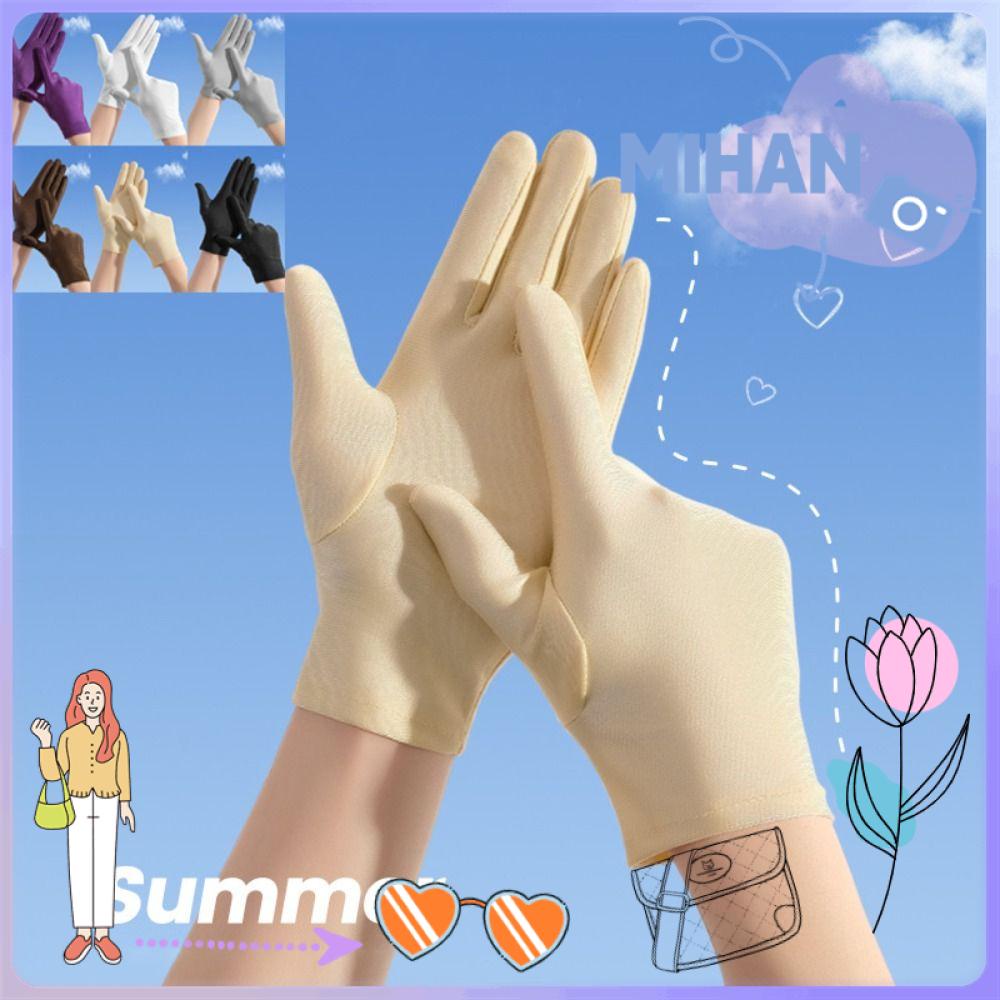 Mihan1 găng tay nghi lễ, găng tay lái xe căng chống nắng, mùa hè thoáng khí không trượt sữa lụa phục vụ bồi bàn găng tay nữ