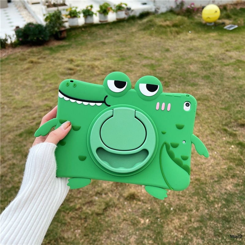 Đèn Ngủ Hình Cá Sấu Hoạt Hình 3600 Độc Đáo°Ốp Máy Tính Bảng Chống Rơi Có Giá Đỡ Cho IPad10.2 / 10.5 Ipad10th Mini4 Mini6 IpadAir 9.7 Air4 10.9 Pro11 Ipad Gen9