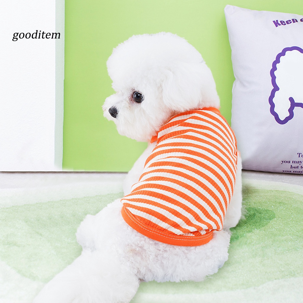 Gooditne Áo Sát Nách Kẻ Sọc Bằng Cotton Mềm Thấm Hút Mồ Hôi Thoáng Khí Dễ Mặc Mùa Hè Cho Thú Cưng