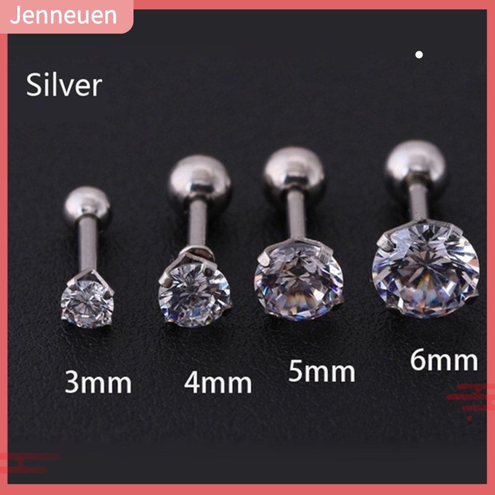 1 Khuyên Tai Thép Titan Dát Đá Zirconia Thời Trang Unisex