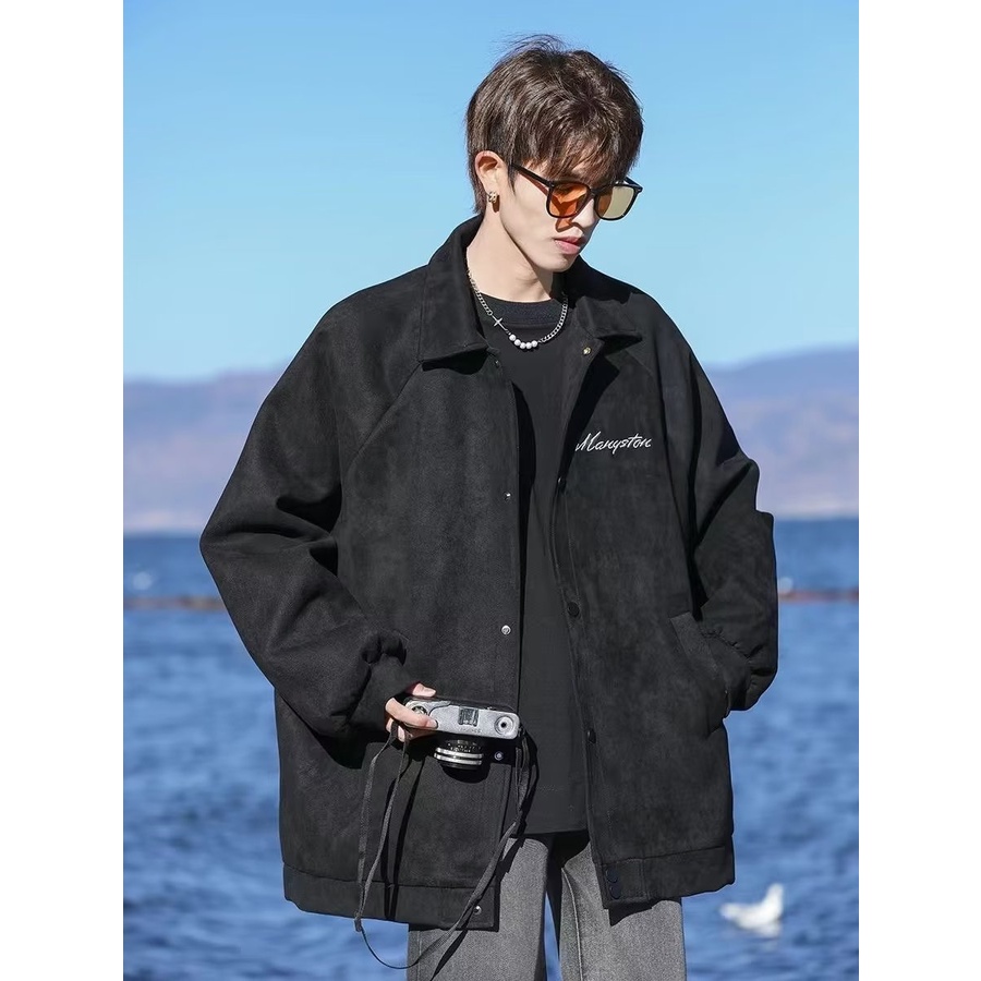 Áo Khoác Da Lộn Dáng Rộng Thời Trang Retro Đường Phố Cá Tính Cho Nam