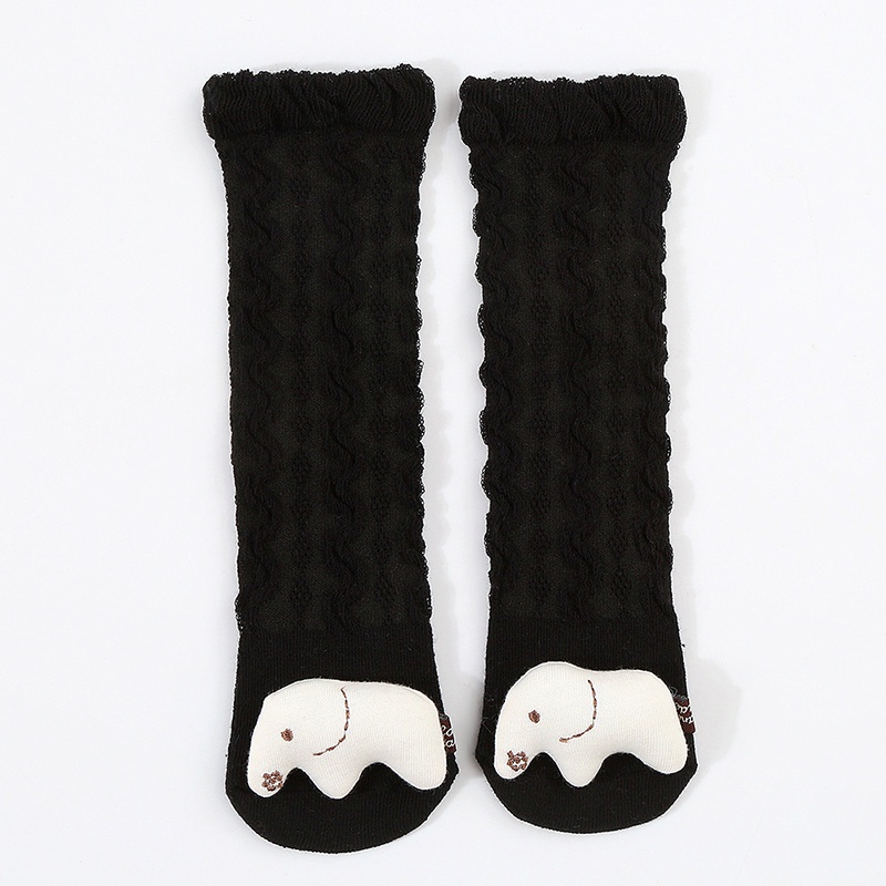 Bobora Vớ Dài Chống Trượt Màu Trơn Kiểu Công Chúa Cho Bé Gái