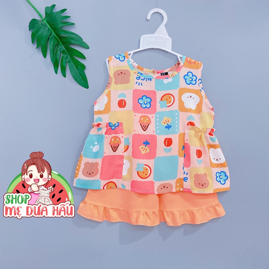 Đồ tole bé gái, bộ lanh mặc nhà quần ngắn dáng babydoll xinh xắn 11-50kg - Shop mẹ dưa hấu