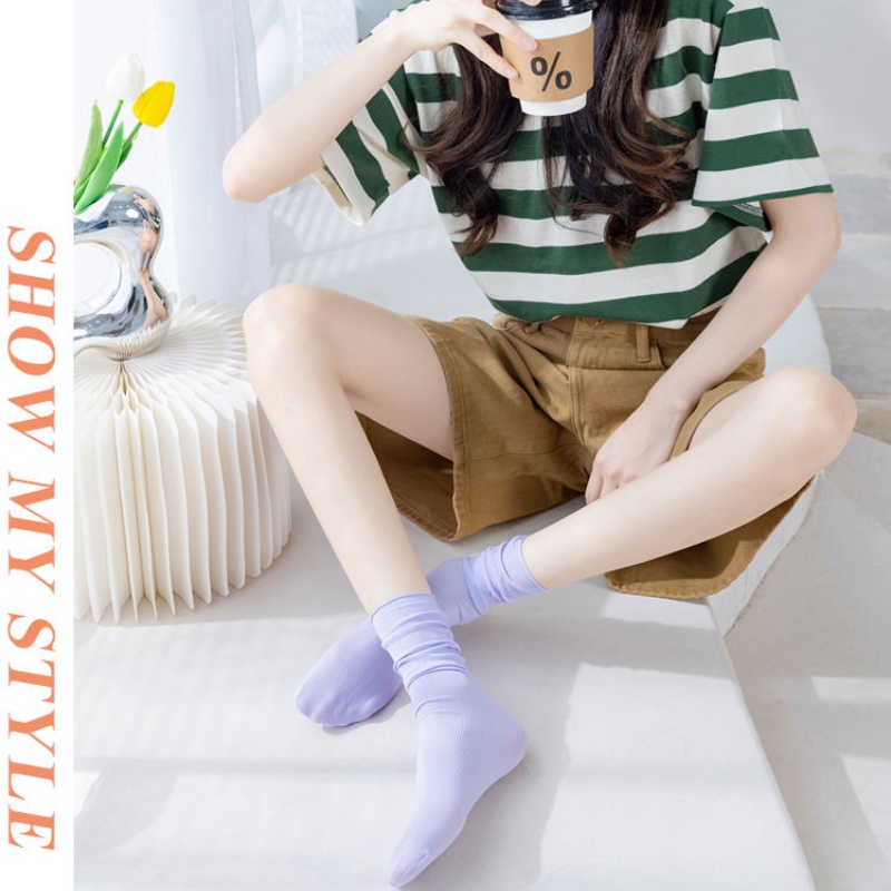 Vớ Mỏng Cổ Cao Màu Trắng Thời Trang Mùa Hè Dễ Phối Đồ Cho Nữ