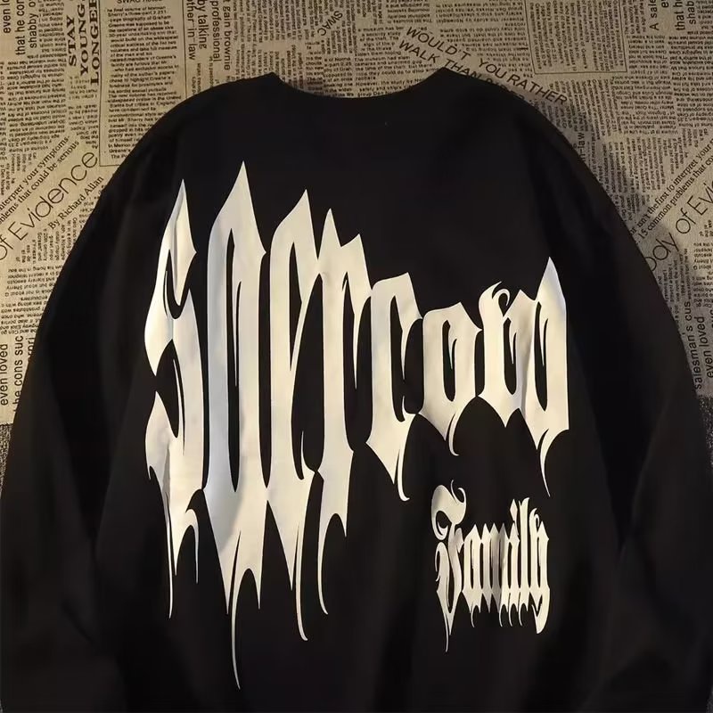 Áo Thun Cotton Dài Tay Dáng Rộng In Chữ Thời Trang Dành Cho Nam