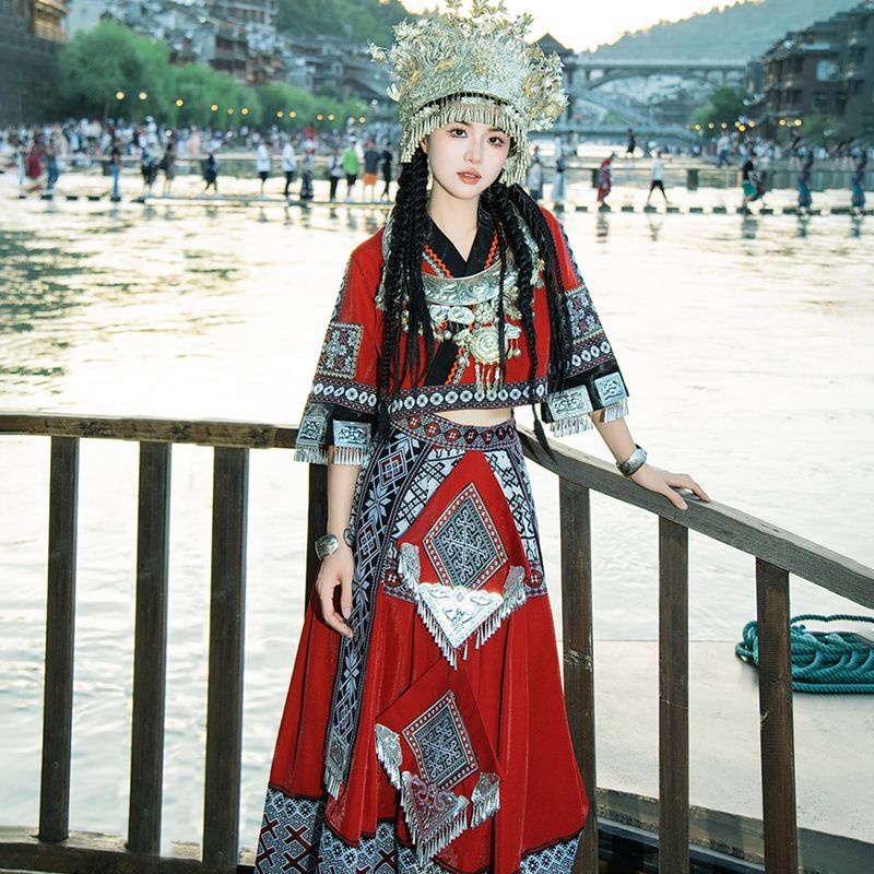 Guizhou miaozhai miao Trang Phục Múa Dân Tộc yunnan dong Cho Nữ