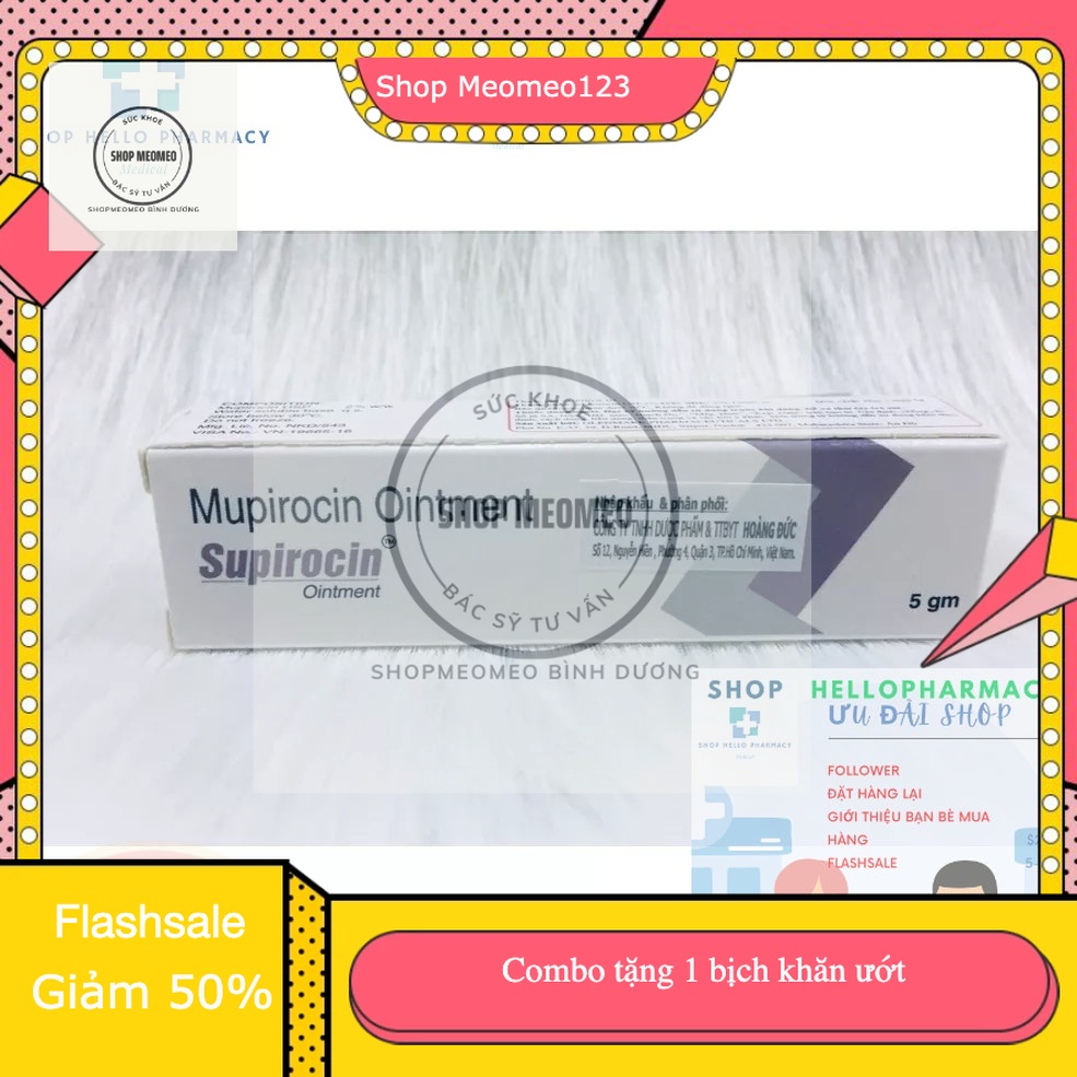 Kem bôi nhiễm khuẩn da Supirocin (Mupirocin 2%) tuýp 5g