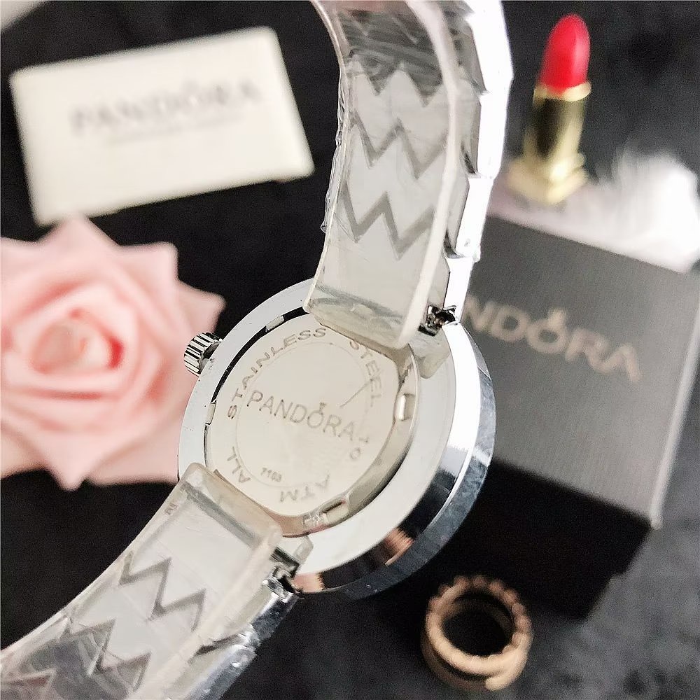 Đồng Hồ Pandora Mặt Tròn Đính Đá Thời Trang Cho Cặp Đôi