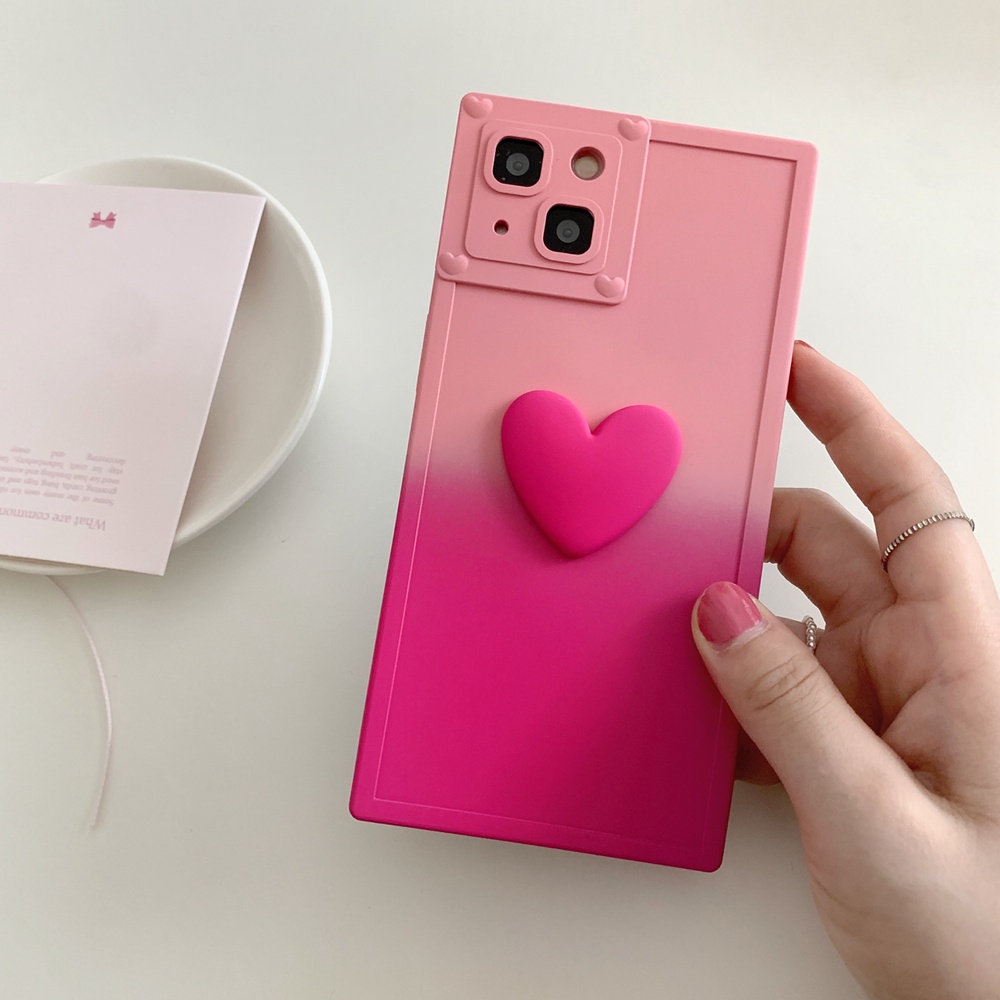 Ốp Điện Thoại Họa Tiết Trái Tim 3D Màu Gradient Cho iPhone 14 Pro Max 14Pro 14 13 Pro Max 12 Pro Max 11