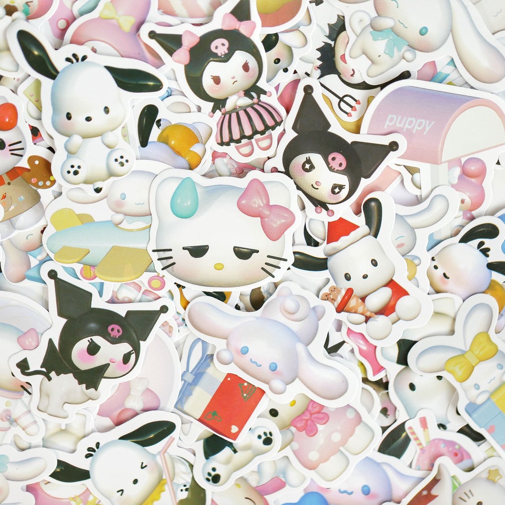 Bộ 100 Miếng Dán Hình kuromi 3d Dễ Thương Chống Nước Trang Trí Điện Thoại / Laptop / Bình Nước Cho Bé