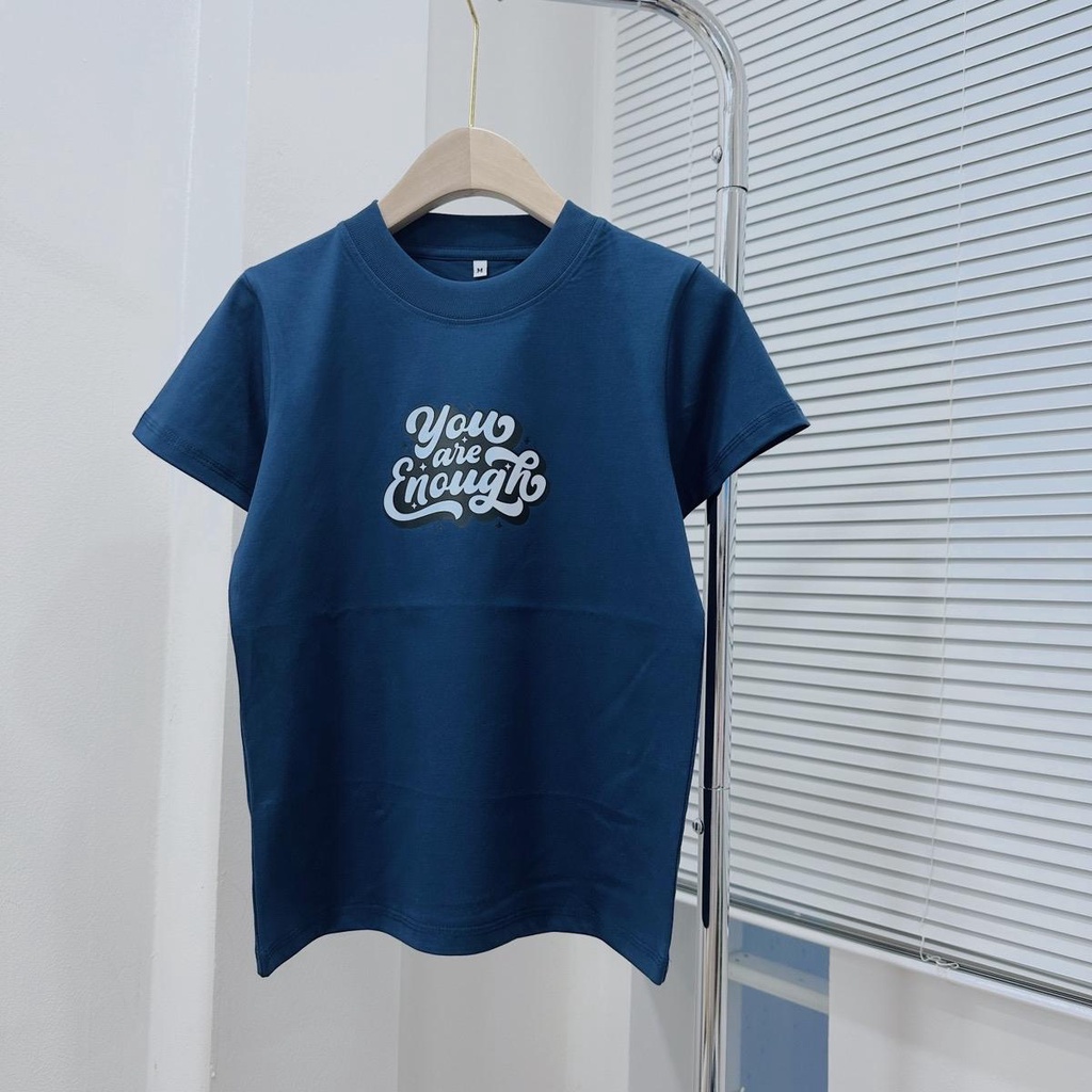 Áo baby tee màu xanh than áo thun form vừa chất cotton