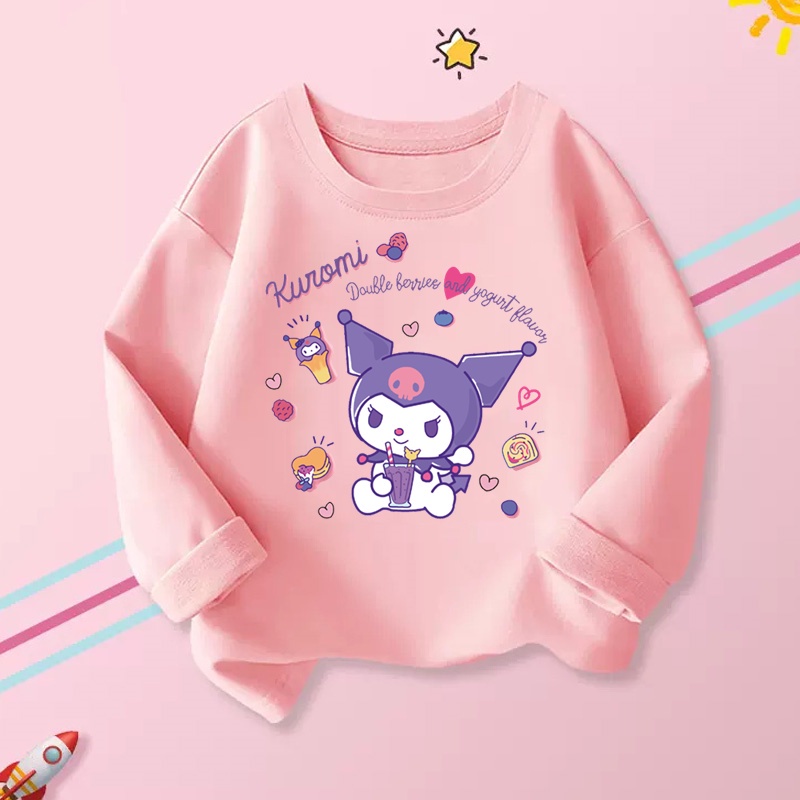 Áo Thun Tay Dài In Hình Kuromi Dễ Thương Cho Bé Gái