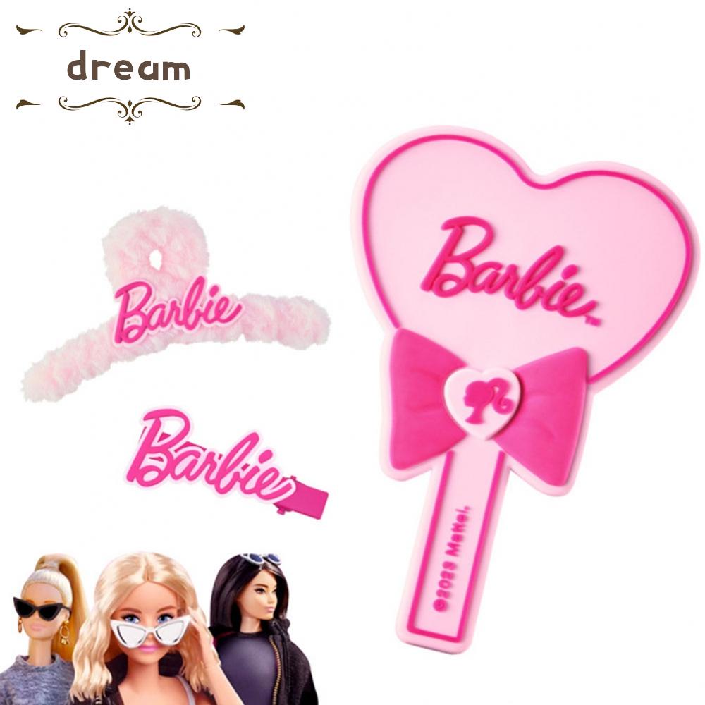 Cute Cartoon Creative Barbie Pink Hairpin Mirror Comb Pink Decor Dopamine Style