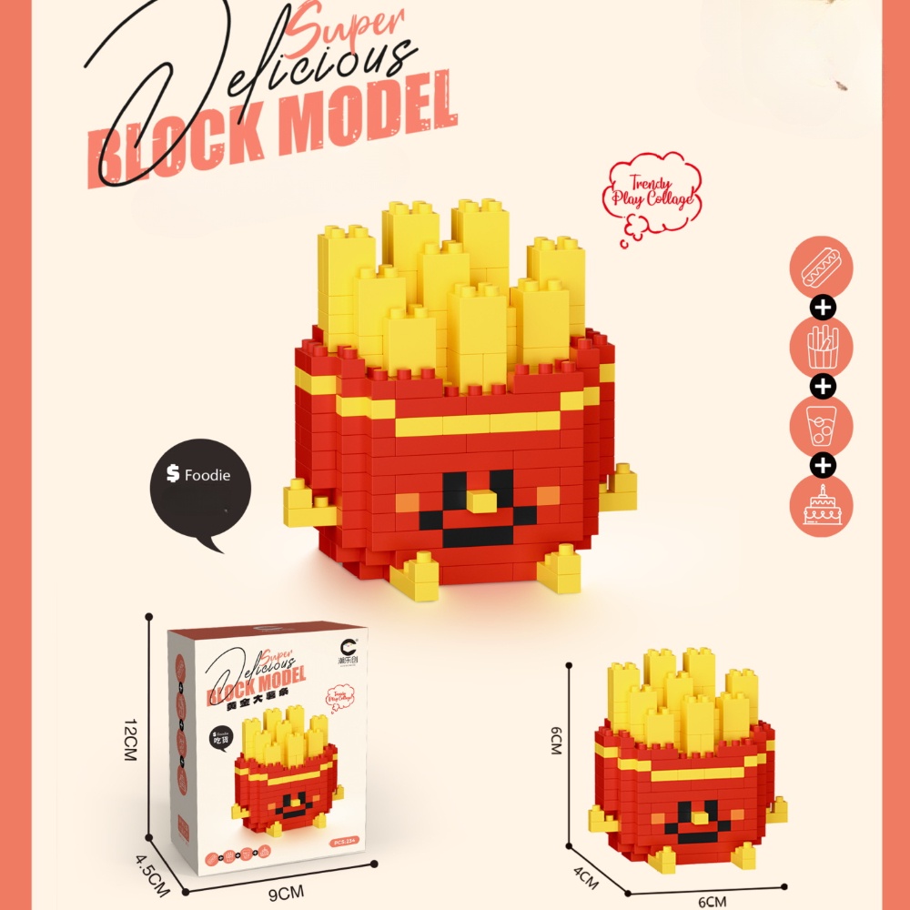 Mô Hình Lắp Ráp Khoai Tây Chiên / Burger Dễ Thương 8921-8932