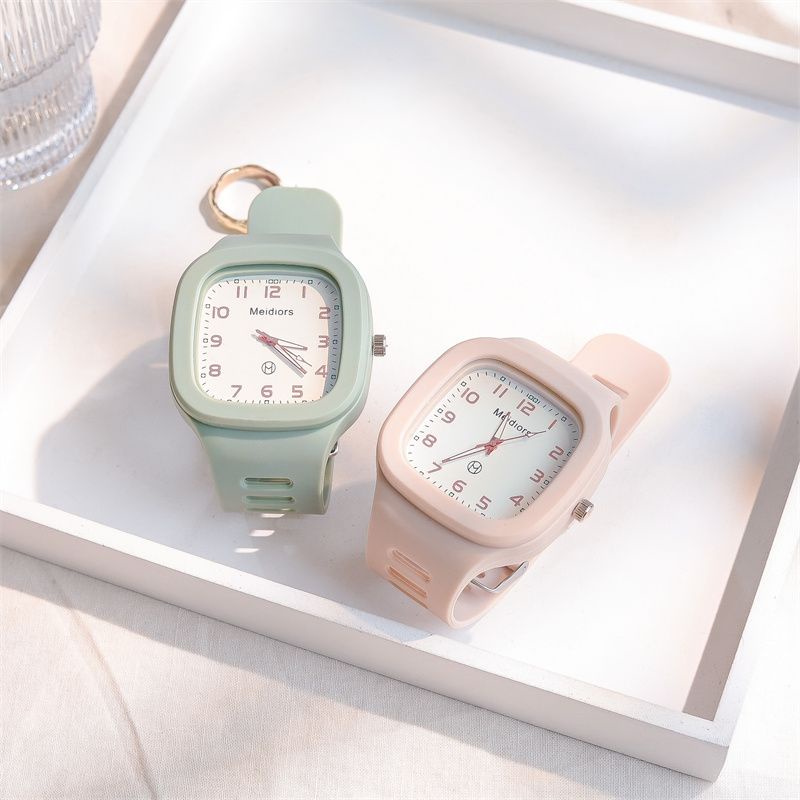 Đồng Hồ Mặt Vuông Thiết Kế Đơn Giản Sang Trọng Cho Nam Nữ