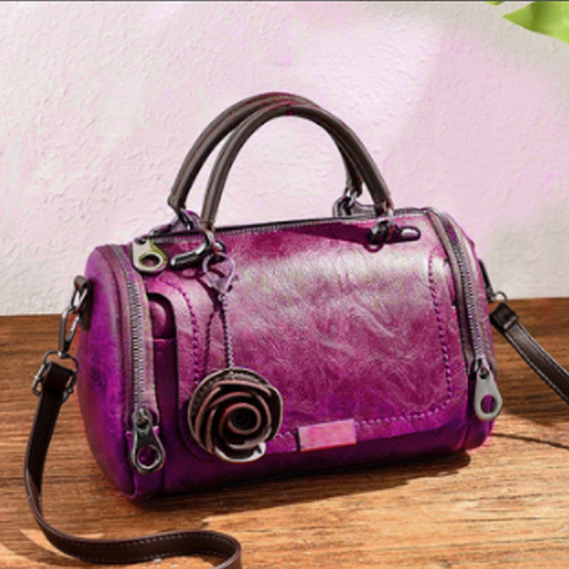 Túi Đeo Chéo Vai Bằng Da Thật 8 Màu Tùy Chọn Phong Cách Retro Dành Cho Nữ