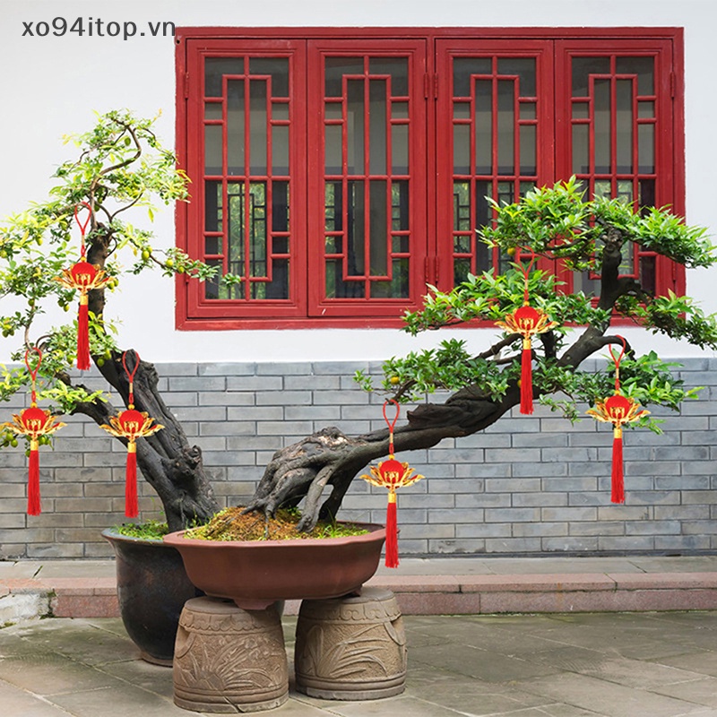 Xoitop 2023 tết nguyên đán quả cầu lụa hoa sen đèn lồng lễ hội mùa xuân treo mặt dây vn