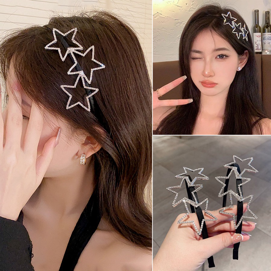 Hàn quốc hollow diamond star hair band phụ kiện tóc băng đô mỏng pha lê đa năng của phụ nữ