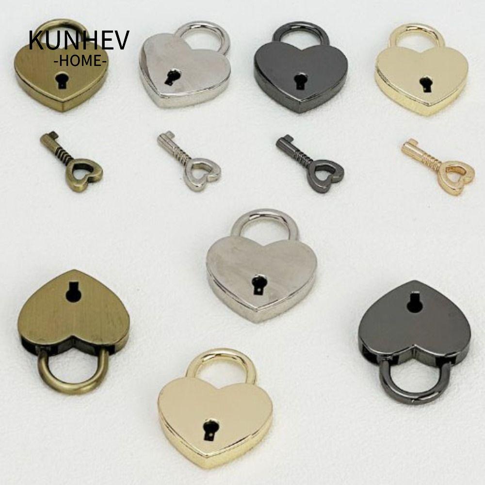 KUNHEV Hình trái tim ổ khóa hộp trang sức cưới nhật ký sách vali khóa chìa khóa