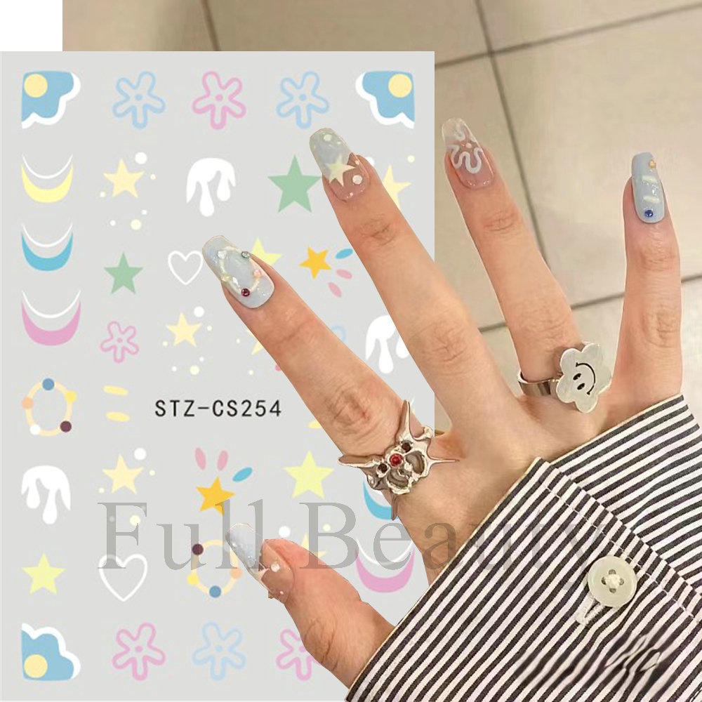 HOT SALE 🎁Miếng Dán Móng Tay Họa Tiết Hoạt Hình Màu Cầu Vồng Phong Cách Mới