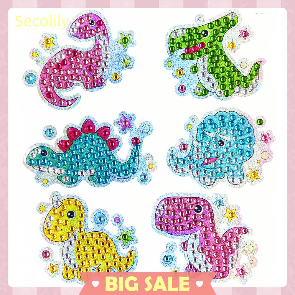 6 cái bộ kim cương nghệ thuật vòng khoan thế giới khủng long sticker tự làm tranh nghệ thuật decal