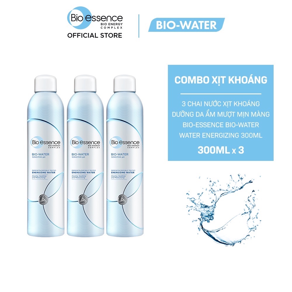 Combo 3 Chai Nước khoáng dưỡng da ẩm mượt mịn màng Bio-Essence Bio-Water Water Energizing 300ml
