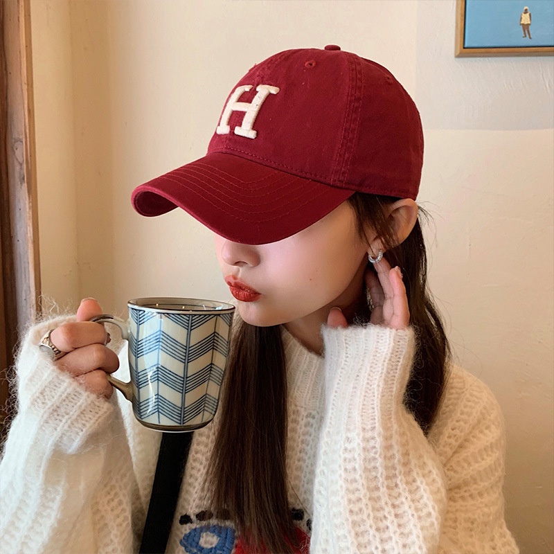 Phiên bản hàn quốc đơn giản chữ h mũ bóng chày cặp đôi mềm mại