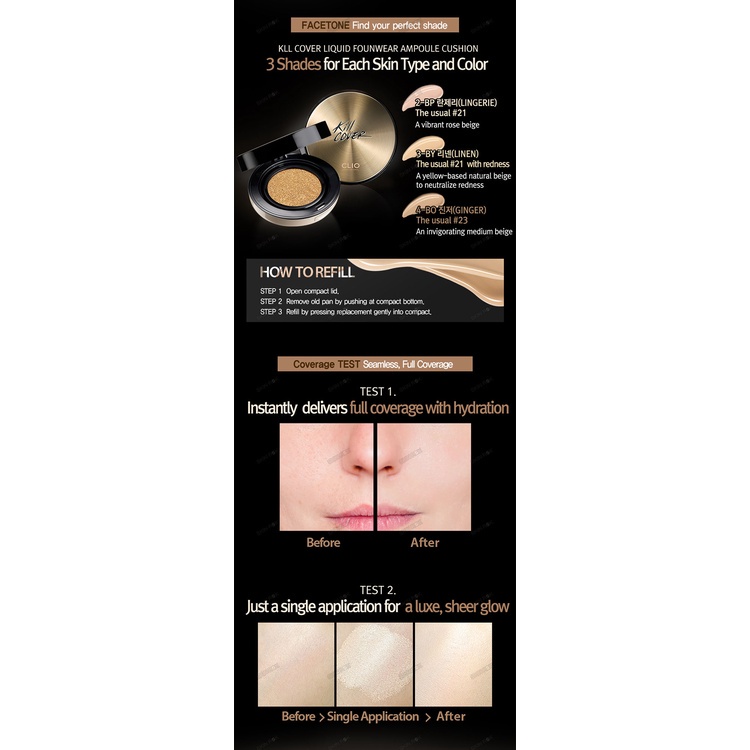 Phấn nước Clio dòng Kill Cover 15g + lõi 15g cao cấp