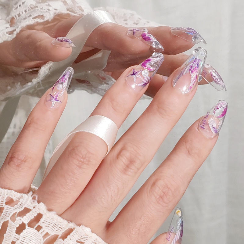 1 tờ giấy dán móng tay nổi / giấy dán móng tay đuôi cá-con người 5d / keo dán móng tay holographic flourrescent băng dính / decal móng tay chuyển nước / dụng cụ trang điểm móng tay