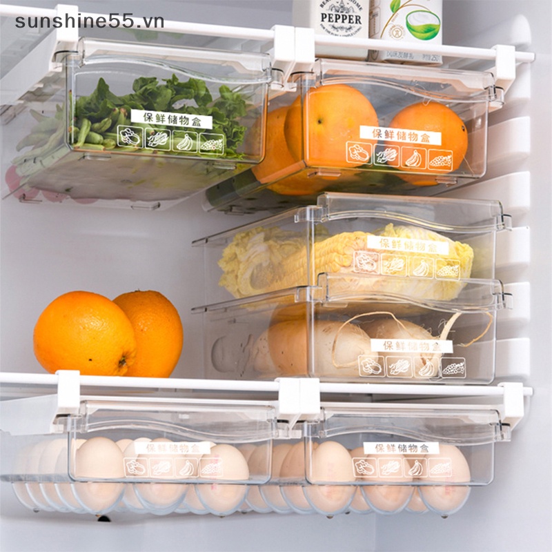 Sunshine fridge organizer fruit egg tủ lạnh lưu trữ giá dưới kệ tủ lạnh ngăn kéo hộp fresh-keeping kitchen organizer vn
