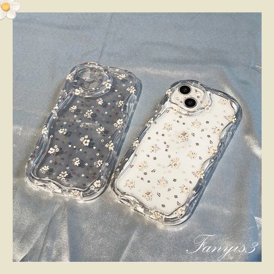 Tương thích cho iphone 14 13 12 11 pro max x xr xs max 8 7 6s plus se 2020 little flowers 3d wavy clear curved edge phone case soft silicon protection cover