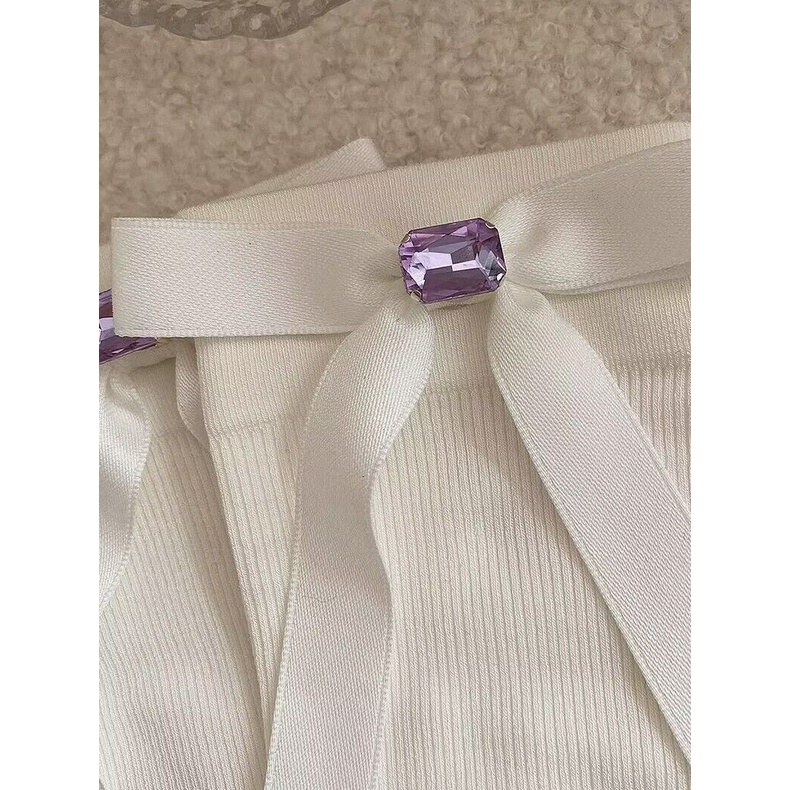 Vớ nơ phong cách múa ba lê mùa xuân và mùa thu tất mỏng dài trung bình phiên bản hàn quốc vớ xếp chồng