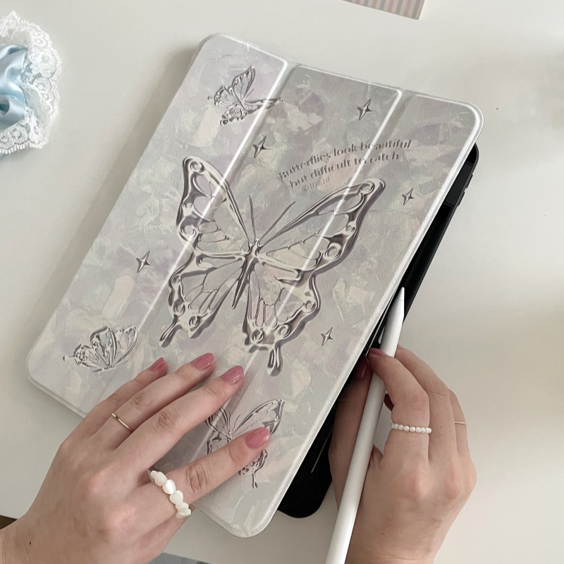 Silver star butterfly anti-fall silicone soft chống va đập cho ipad mini 6/5 ipad 9,7 5 6th air 3/4/5 ipad 10,2 7th/8/9/10th pro 11 2022 ipad pro 2021 2020 giá đỡ ipad