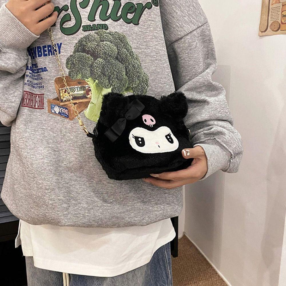 Shanhai Túi Đeo Chéo Vai Hình kuromi melody Nhồi Bông Sức Chứa Lớn Nhỏ Nhắn Họa Tiết Hoạt Hình my melody Trẻ Em / Nữ