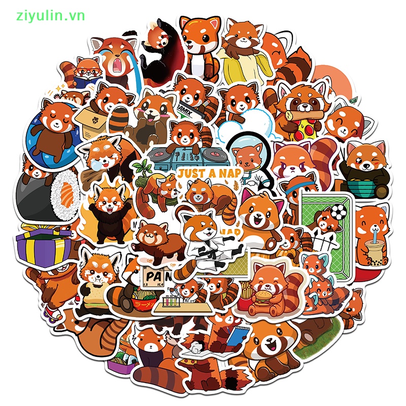 Ziyulin 50 cái dễ thương gấu trúc đỏ graffiti trang trí hành lý sổ tay không thấm nước sticker vn