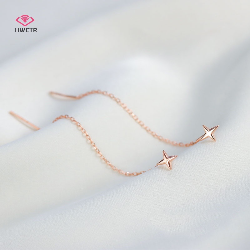 Hwetr xu hướng dây dài tua chuỗi chỉ leo lên ngôi sao mặt dây chuyền thả hoa tai của phụ nữ hoa tai treo thẳng đồ trang sức mới