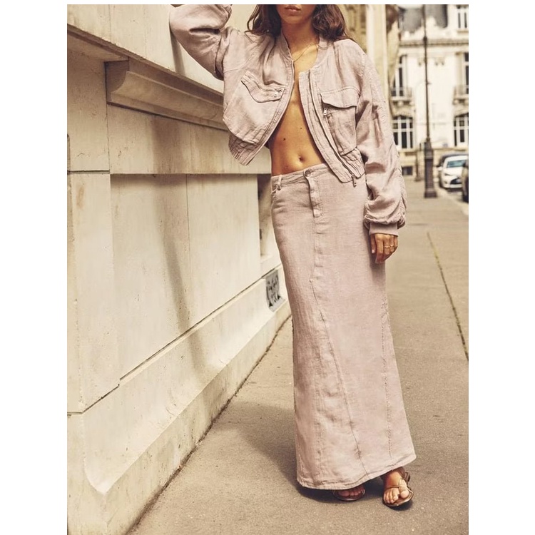 Zara Áo Khoác bomber Tay Dài Cổ Tròn Có Túi Thời Trang Mùa Thu 232674243