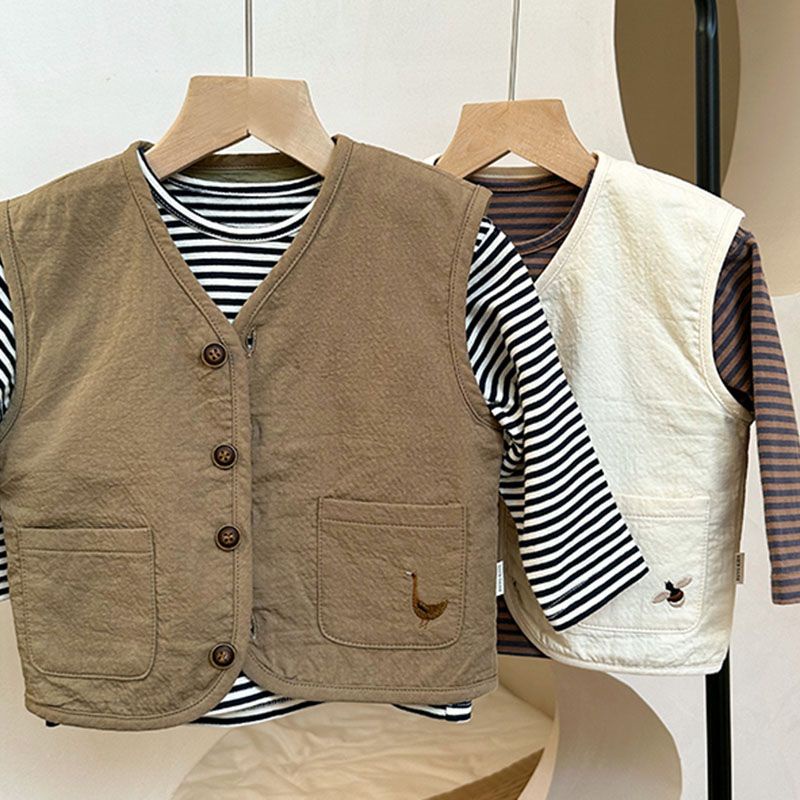 Áo Khoác Không Tay Thêu Họa Tiết Phong Cách Mới Thời Trang Xuân Thu Cho Bé Trai