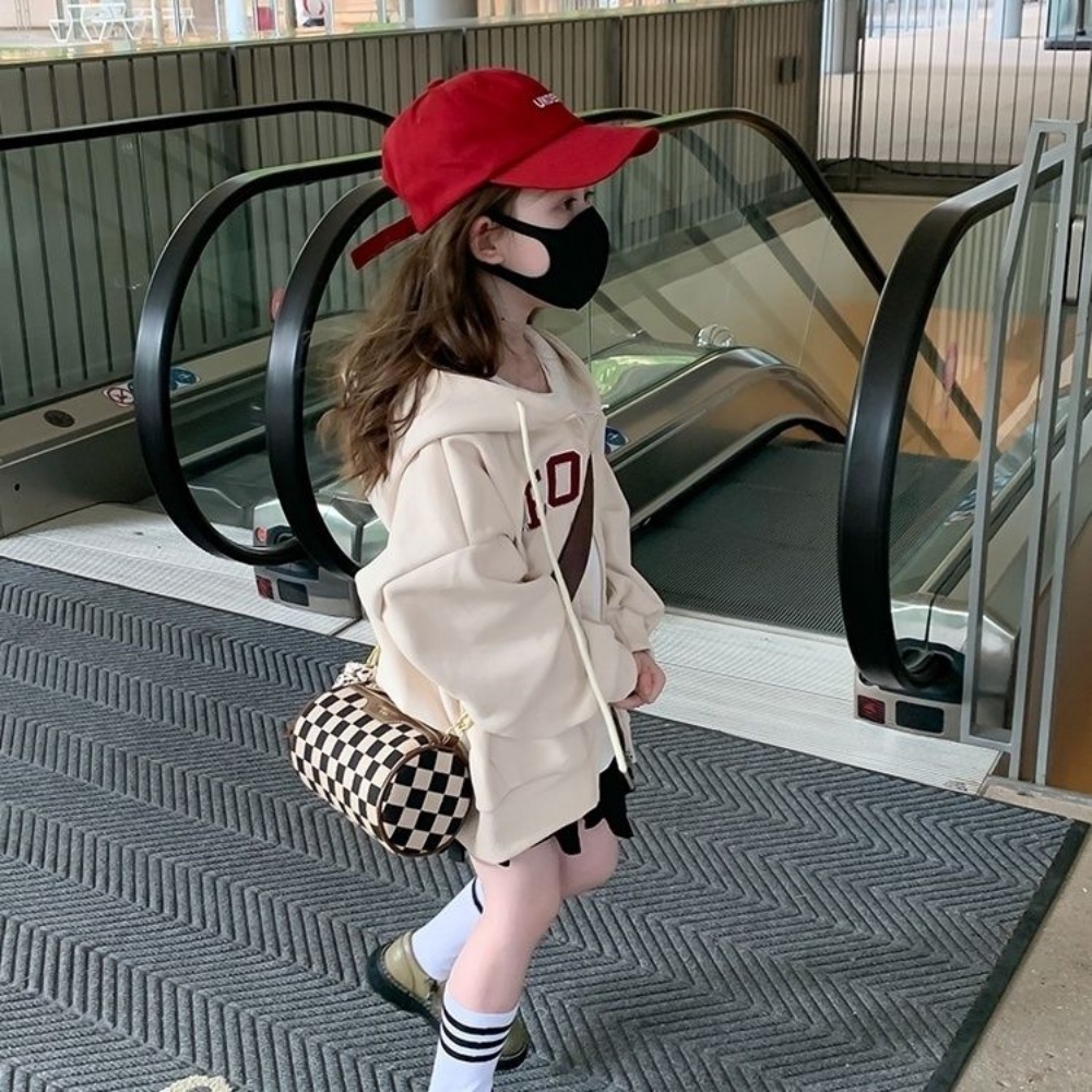 Áo khoác có mũ cho bé gái mùa thu phong cách hàn quốc áo khoác mùa xuân và mùa thu áo len lông cừu giản dị cho bé áo len cardigan phong cách phương tây