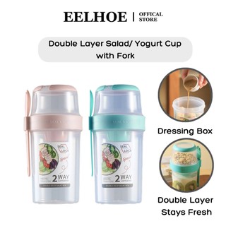 Cốc đựng salad EELHOE 310ml+560ml/310ml+760ml ngăn đôi chống rò rỉ nhỏ gọn đa dụng